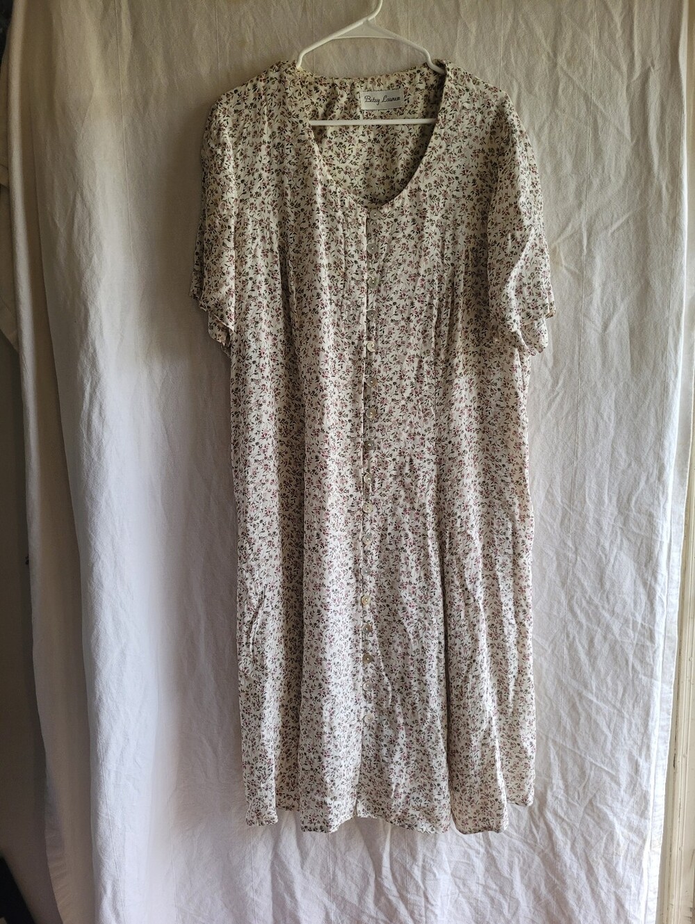 Vtg Betsy Lauren Floral Modest Maxi Dress Sz 16 Cottagecore Prairie 1990s
